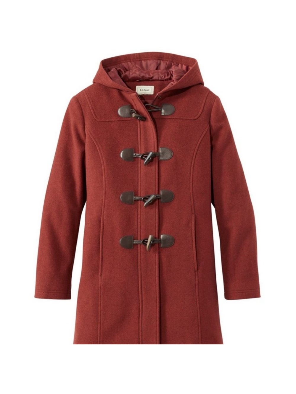 LL Bean Women's Classic Lambswool Duffel Coat Rust Red Size 6